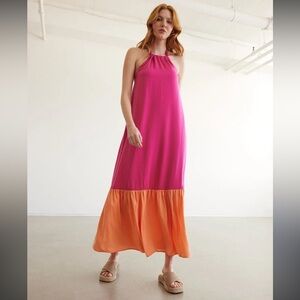 Sleeveless Satin Swing Maxi Dress